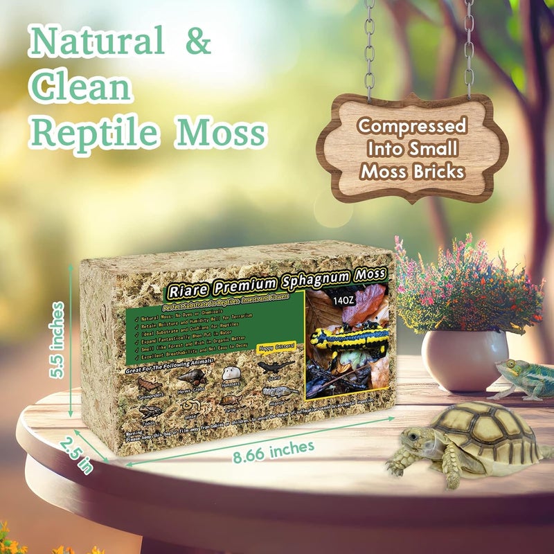 Riare 14OZ Premium Sphagnum Moss for Reptiles- 20QT Natural Reptile Moss Dried, Forest Live Moss for Terrarium, Frogs Snake Peat Moss Bedding for Leopard Gecko Turtle Anoles Salamanders Orchids - Image 2